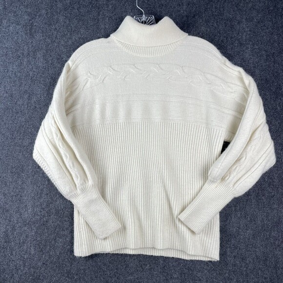 JOA Revolve Archer Size Small Cable Knit Turtleneck Sweater Ivory Off White - Picture 1 of 7